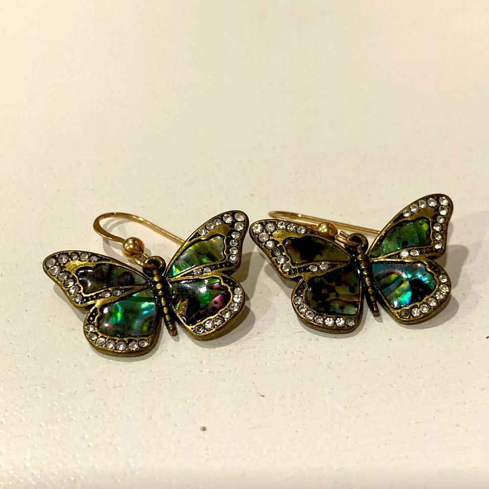 Fossil butterfly earrings